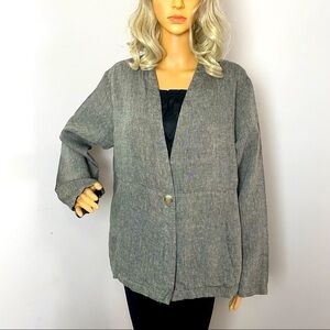 Andrea Jovine 100% Linen Blazer Jacket Gray/Brown Size Large